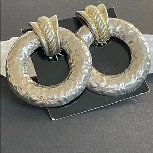 Elegant Vintage Gold and Silver Door Knocker Women's Clip-On Earrings